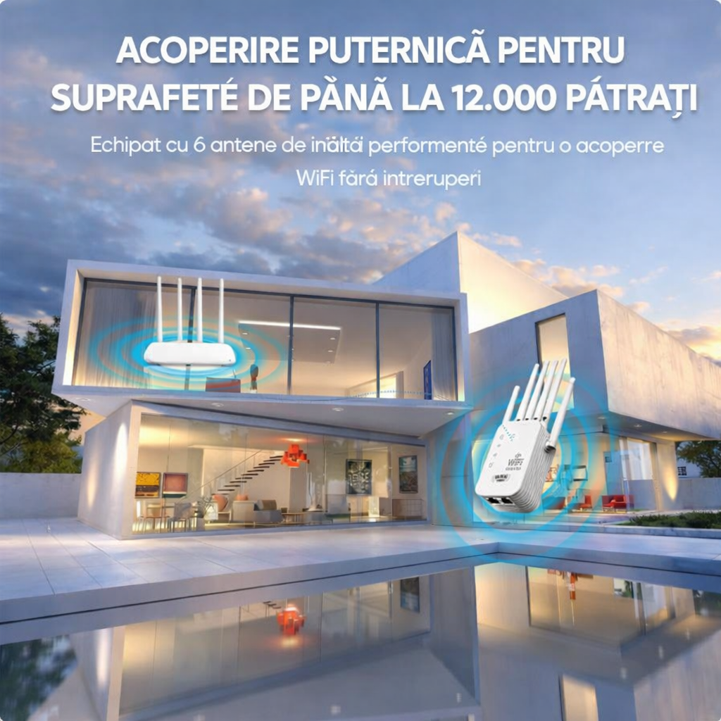 🔥 📶 Extensor WiFi cu 6 Antene – Semnal Puternic și Stabil 🚀 ⚡