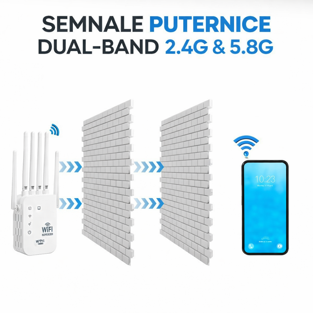 🔥 📶 Extensor WiFi cu 6 Antene – Semnal Puternic și Stabil 🚀 ⚡