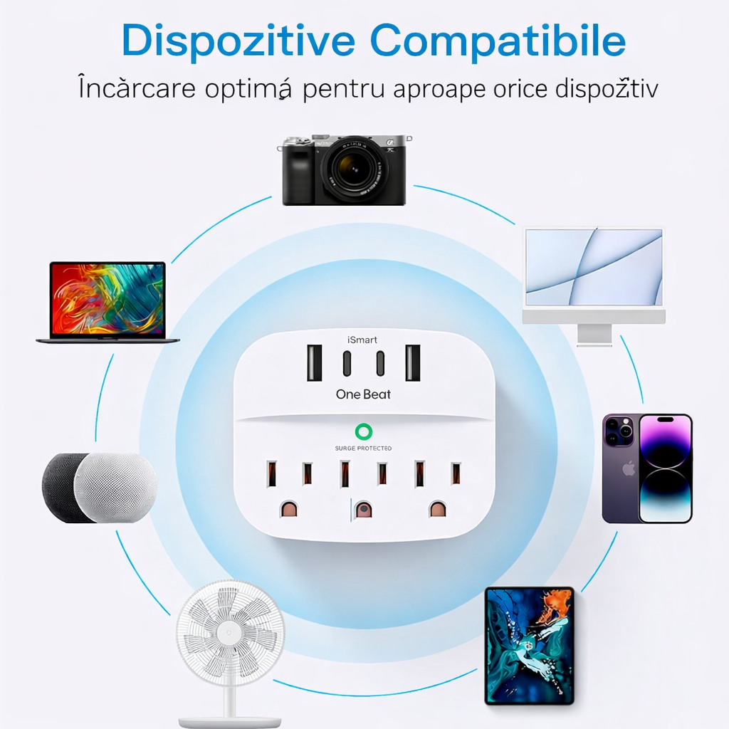 ⚡ Extender Priză cu USB & Protecție 🔋